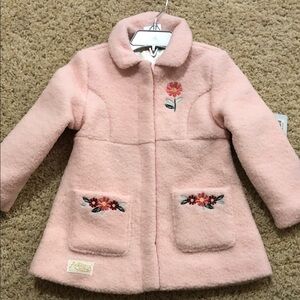 Disney Light Pink Pea Coat with Floral Design